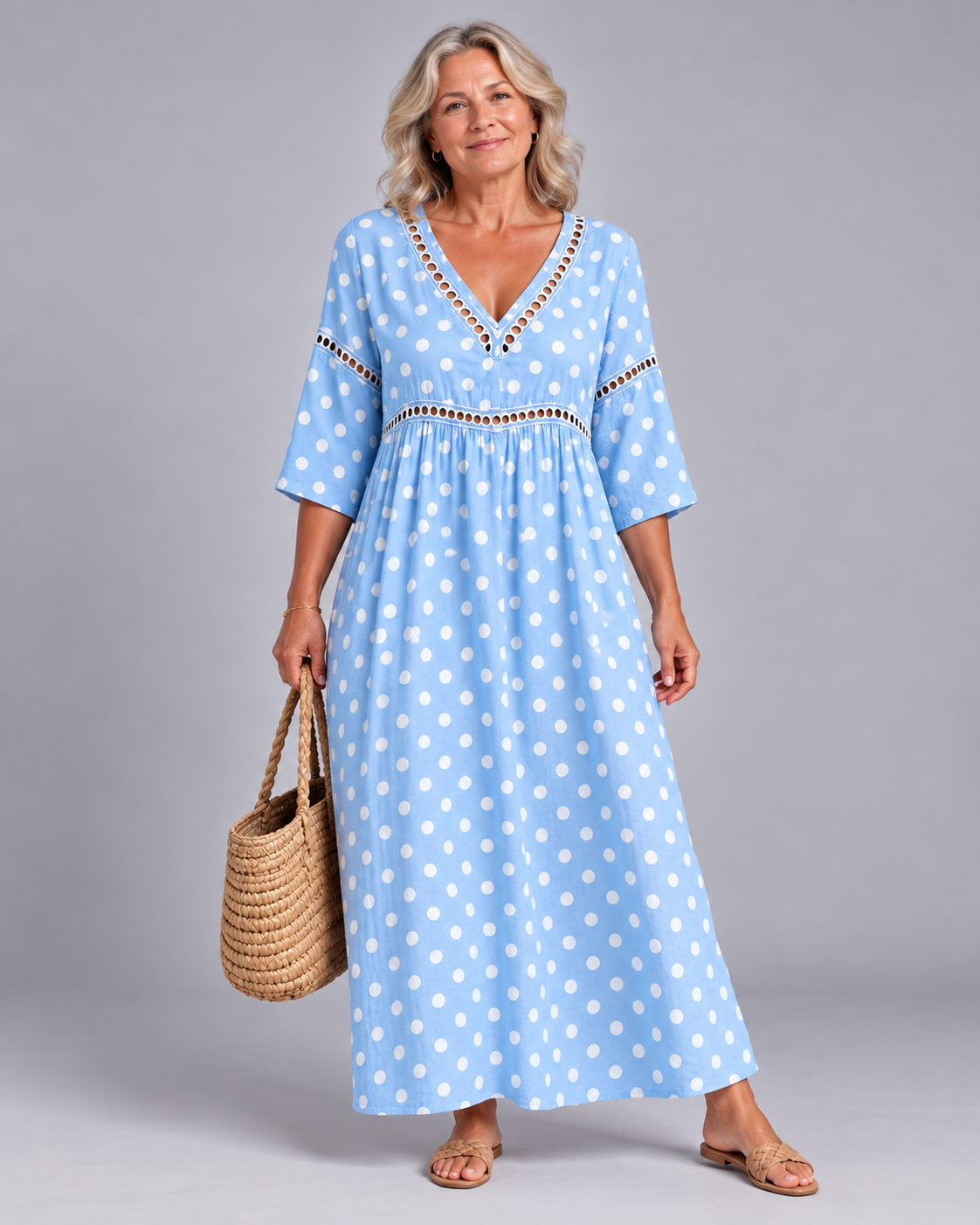 Arden - Effortless Polka Dot Midi Dress