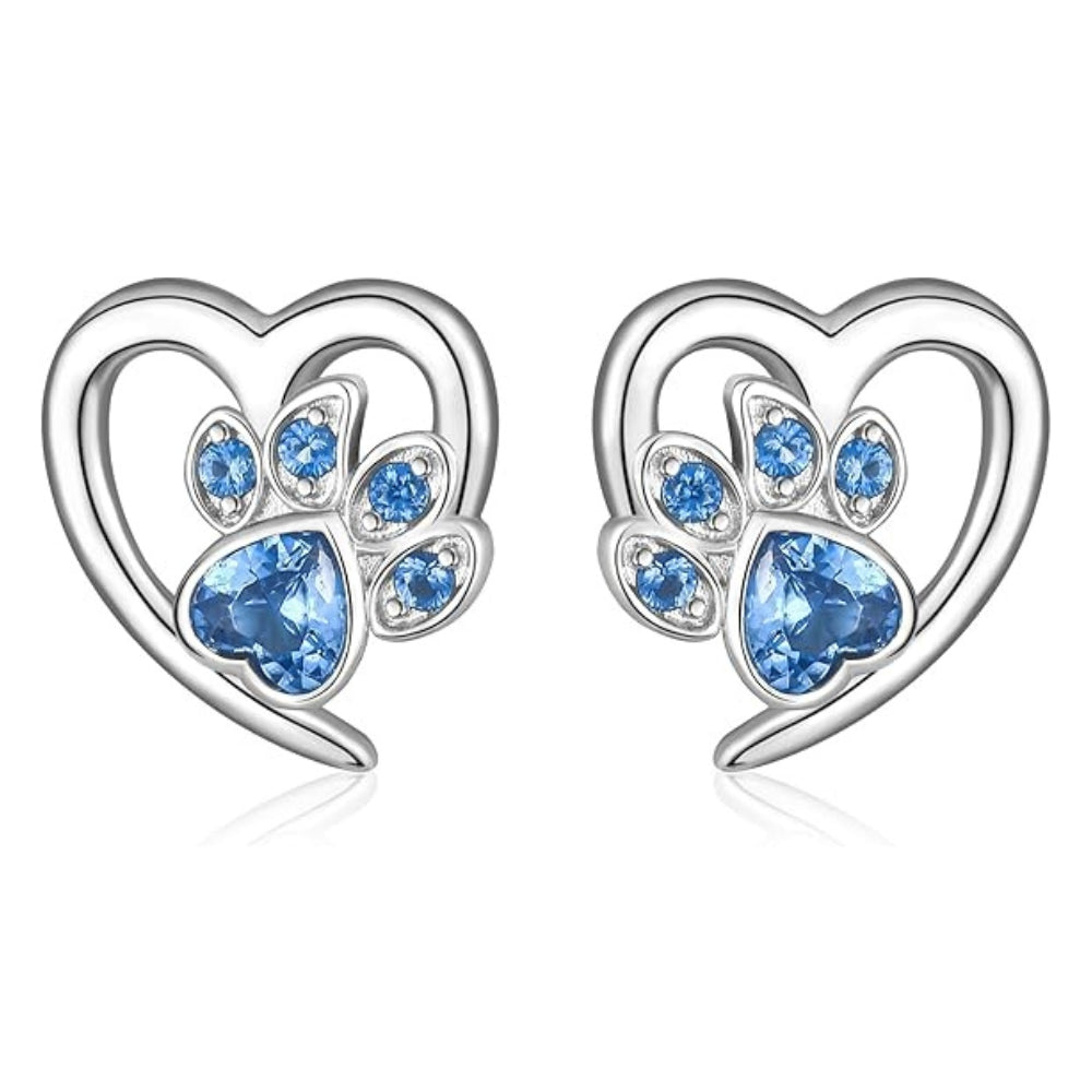 Zirconia Paw & Heart Earrings