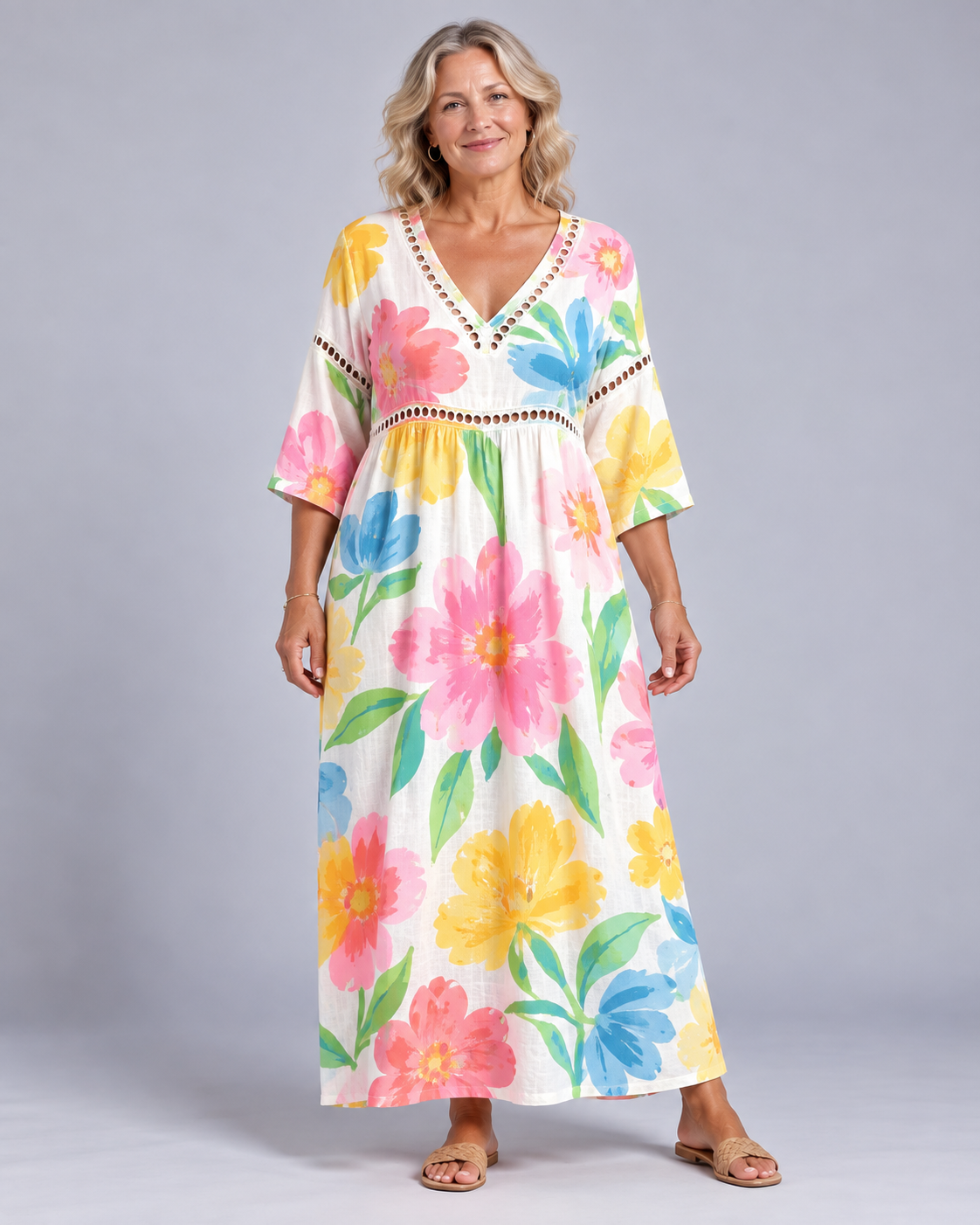 Zelena - Vibrant Floral Midi Dress