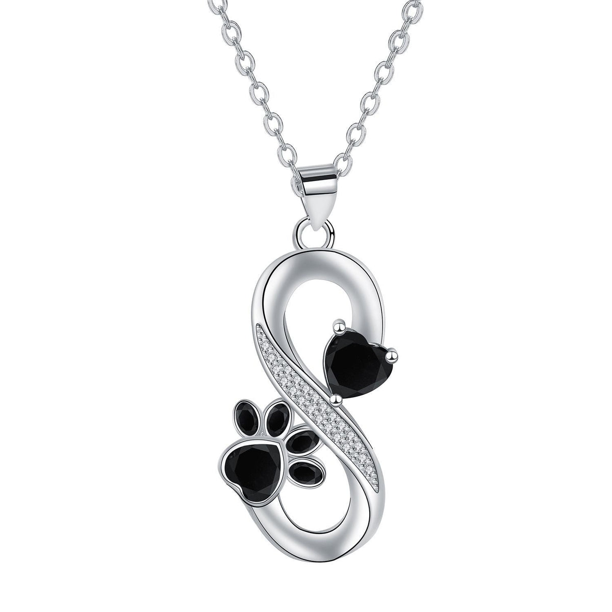 Infinity Hearts Paw Print Necklace
