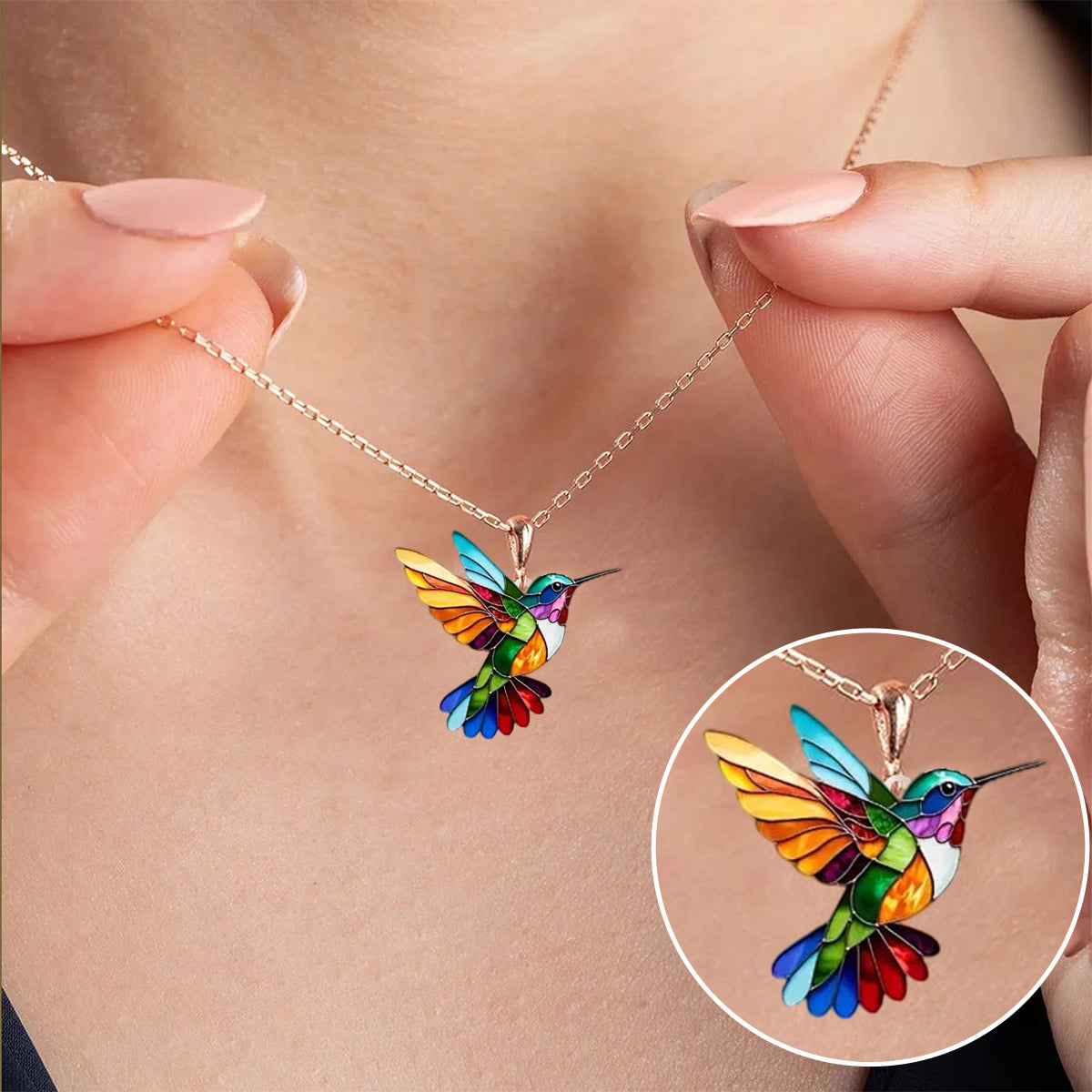 Rainbow Hummingbird Necklace