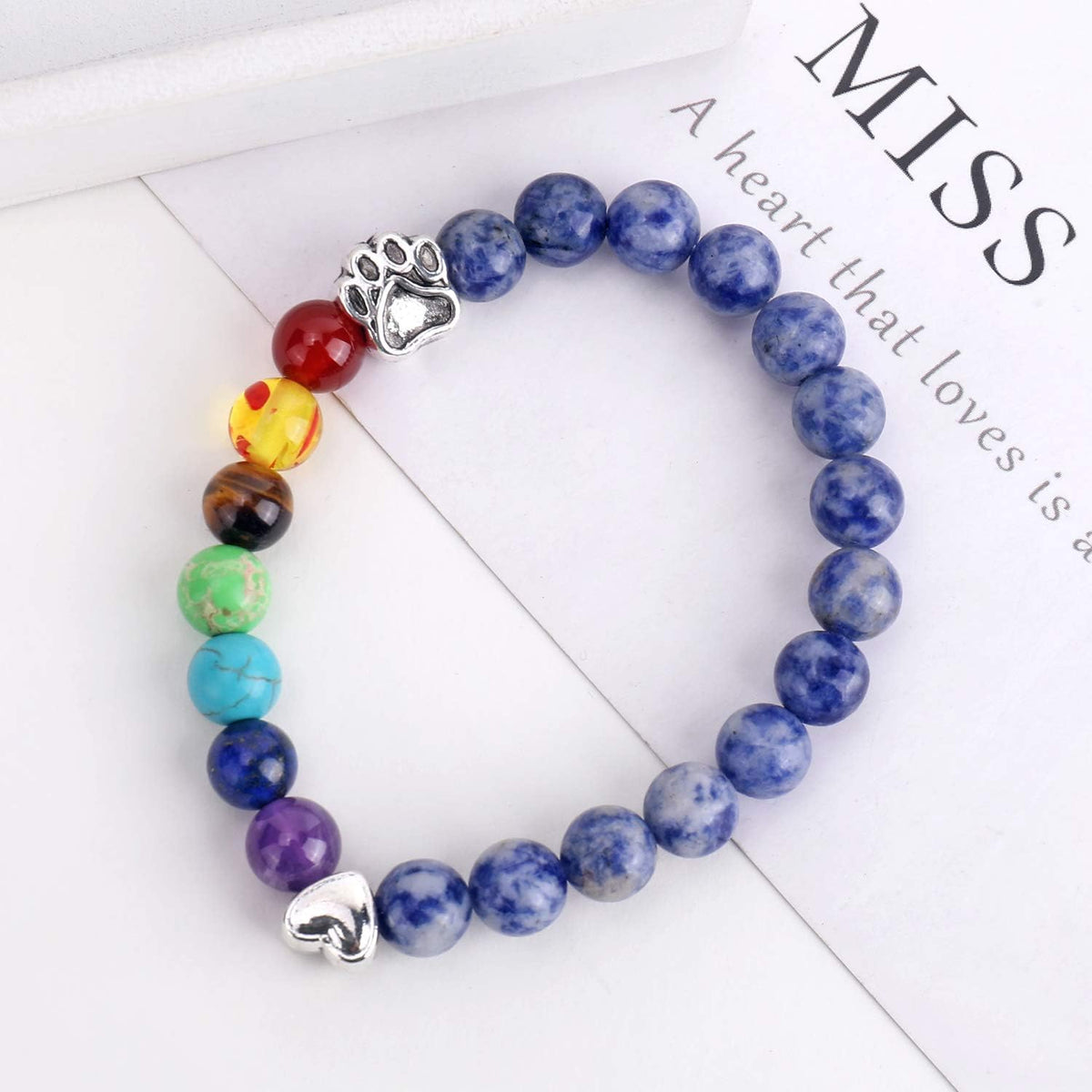 Rainbow Bridge Memorial Bracelet – 7 Chakra Beads, a Gift for Pet Loss