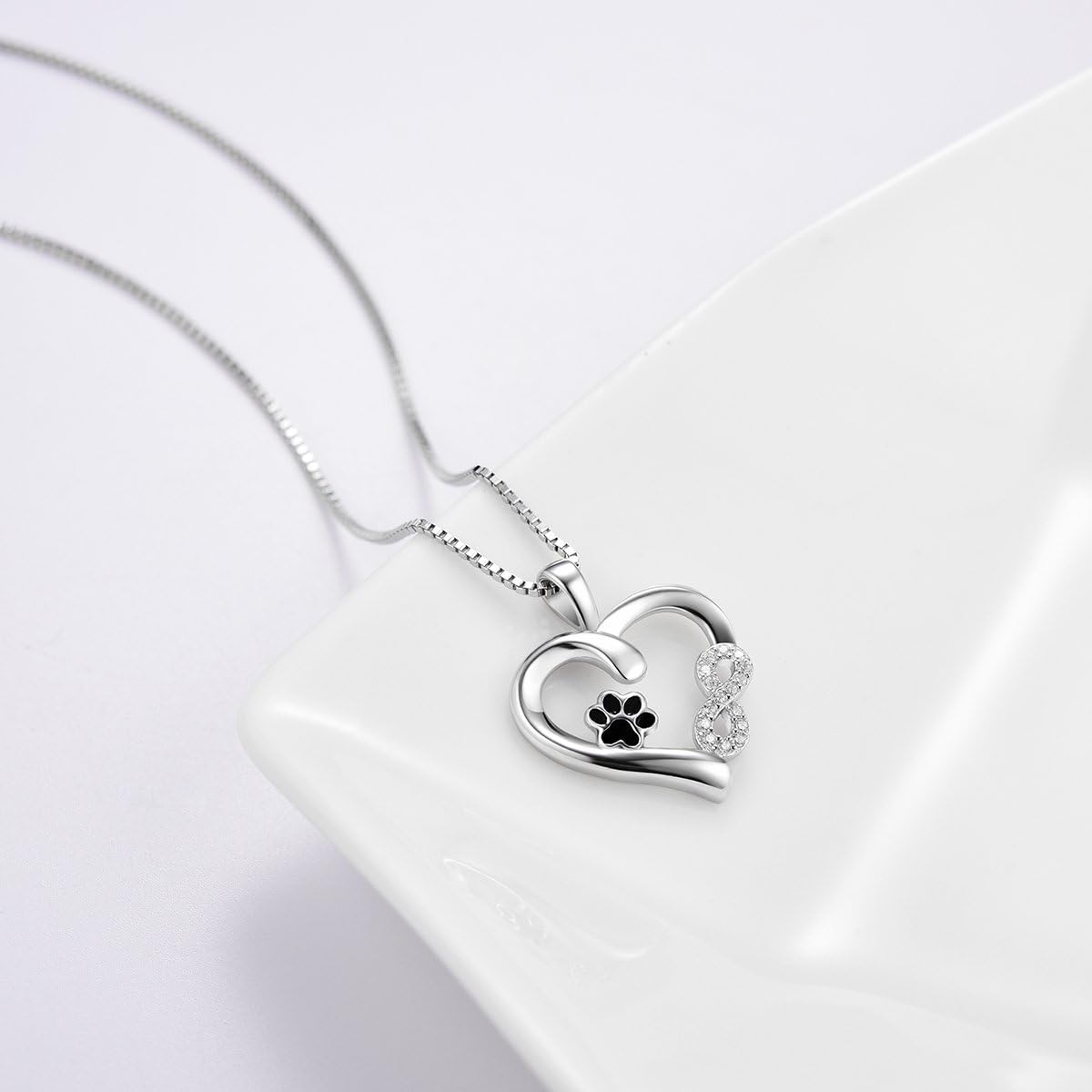 Paw & Heart Necklace with Infinity Charm