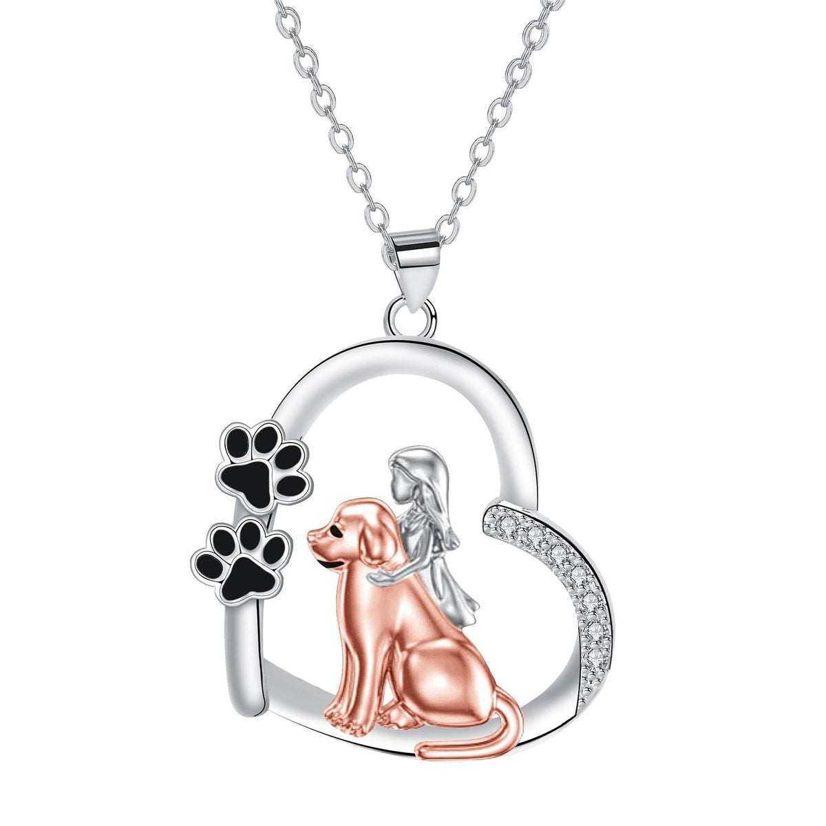 Girl & Dog Heart Necklace