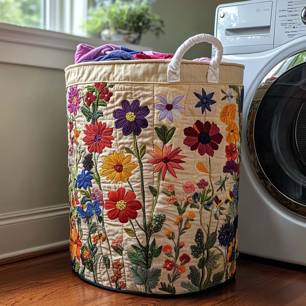 Radiant Blooms | Quilted Storage Basket