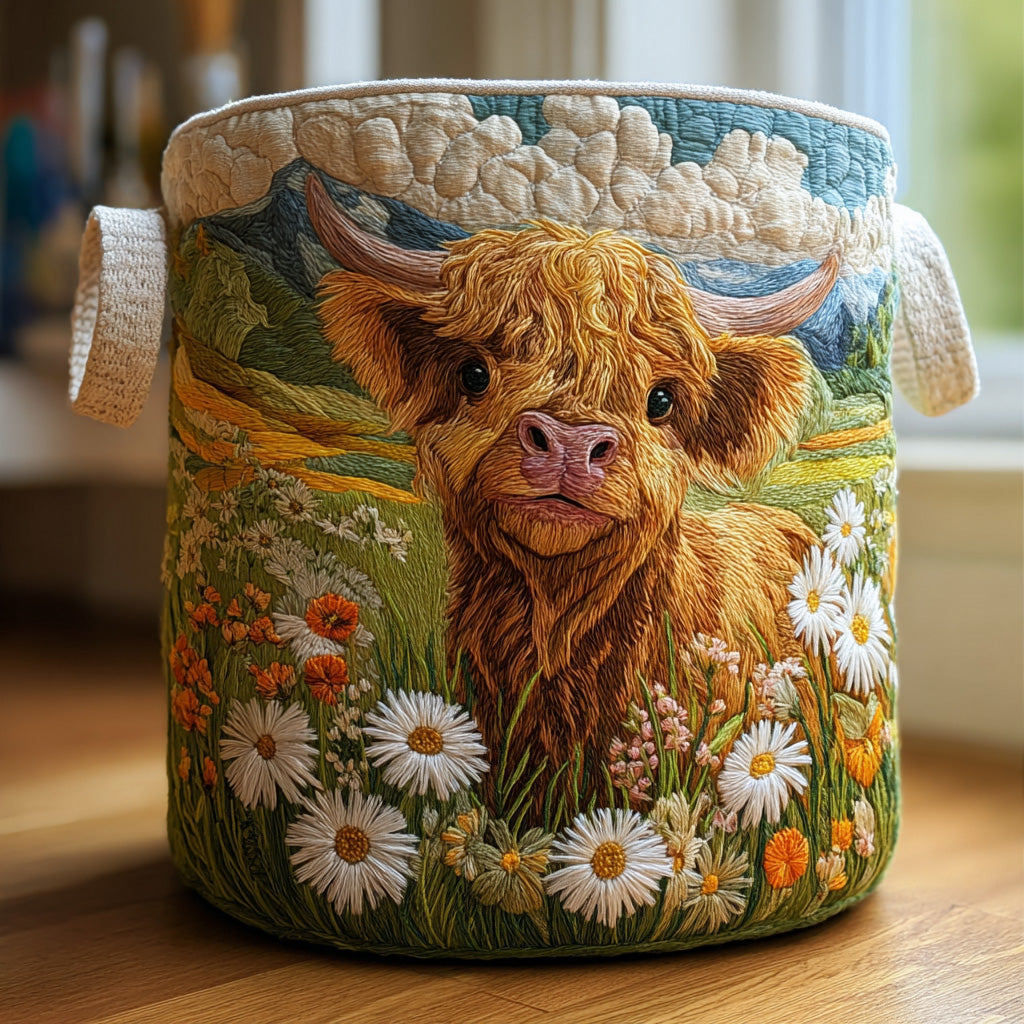 Highland Flowers | Quilted Storage Basket