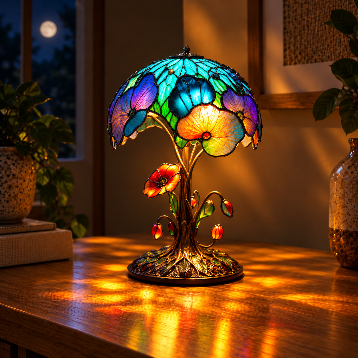 Boho Chic Mushroom Floral Lamp