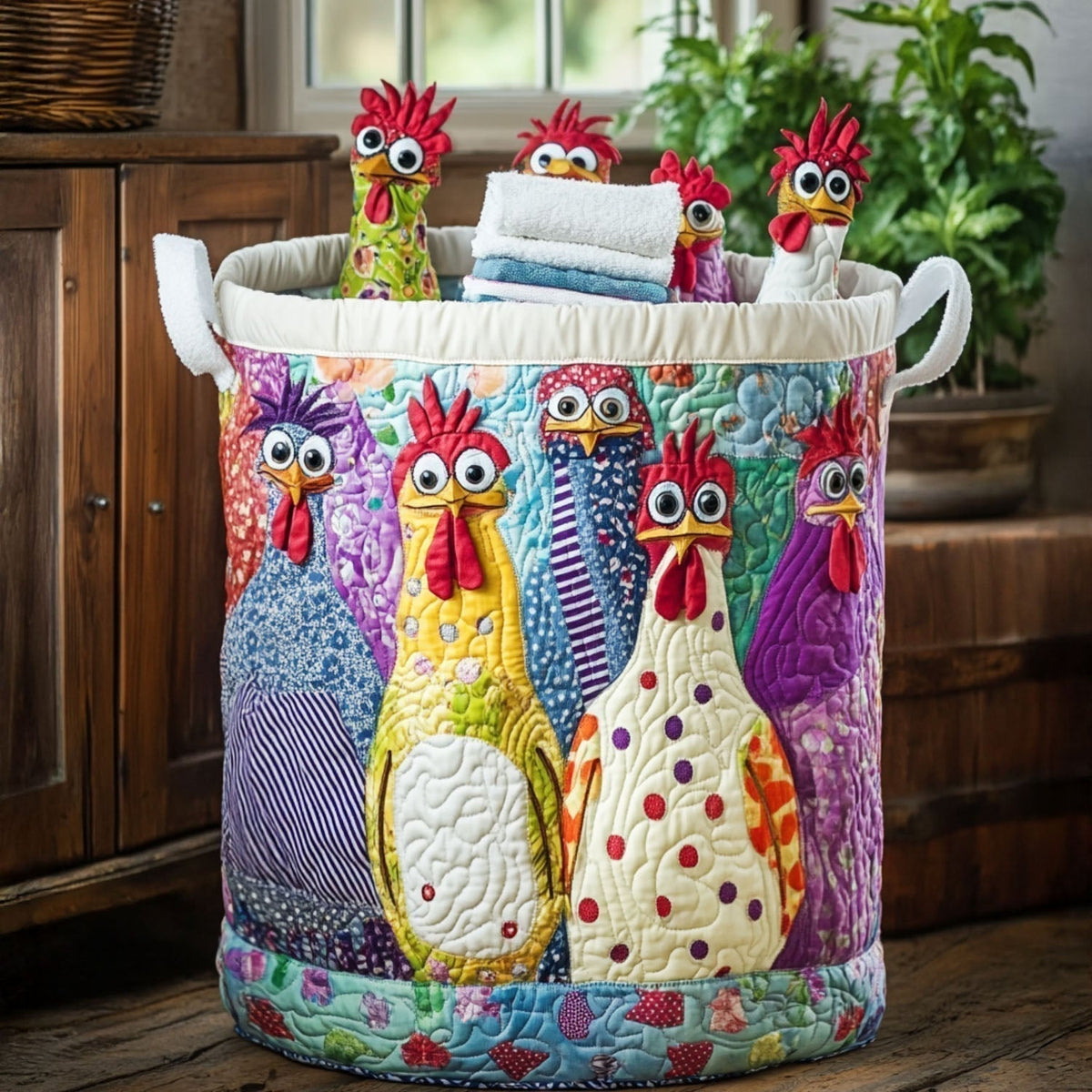 Farmyard Hen | Quilted Storage Basket