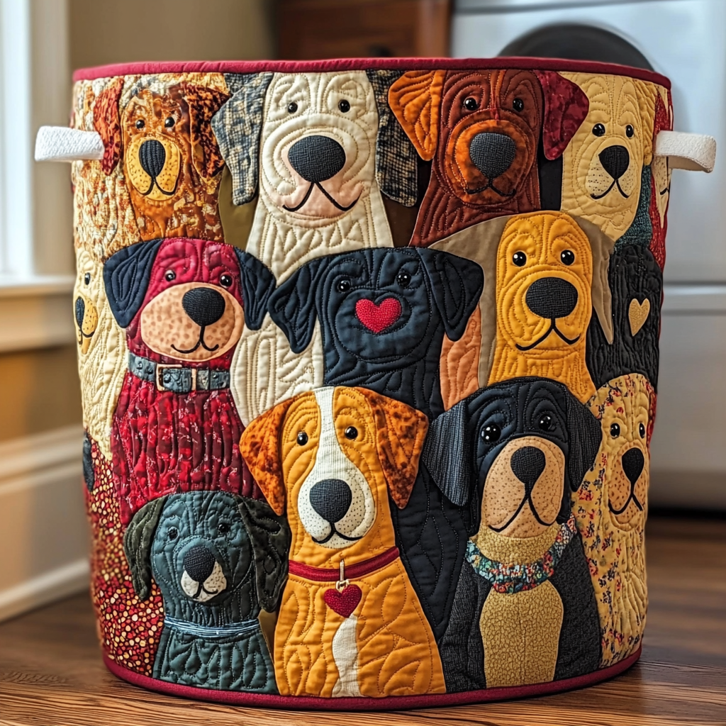 Colourful Dogs | Quilted Storage Basket