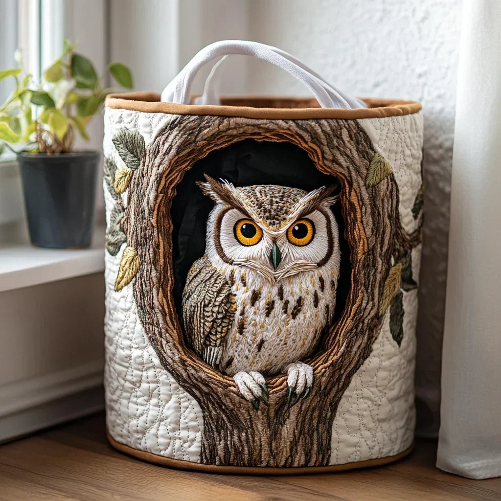 Owl | Quilted Storage Basket
