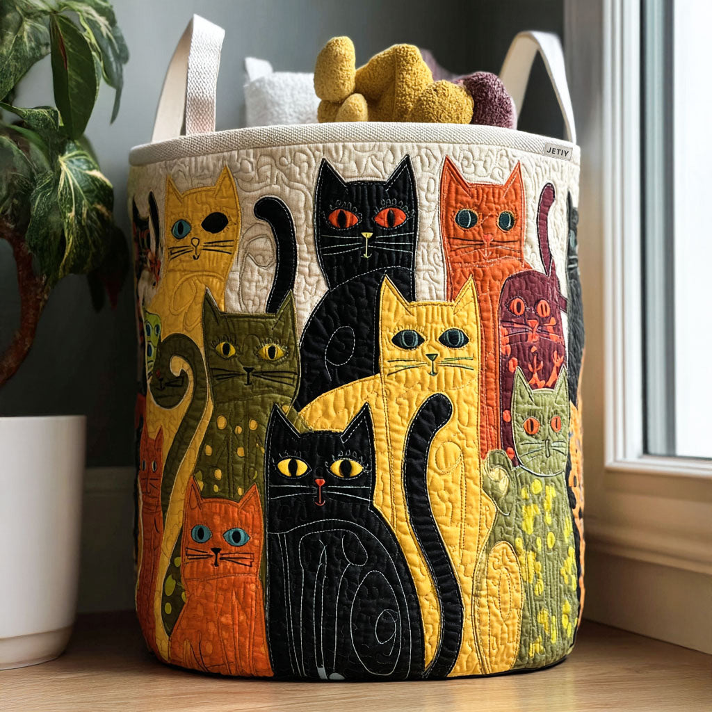 Curious Cat | Quilted Storage Basket