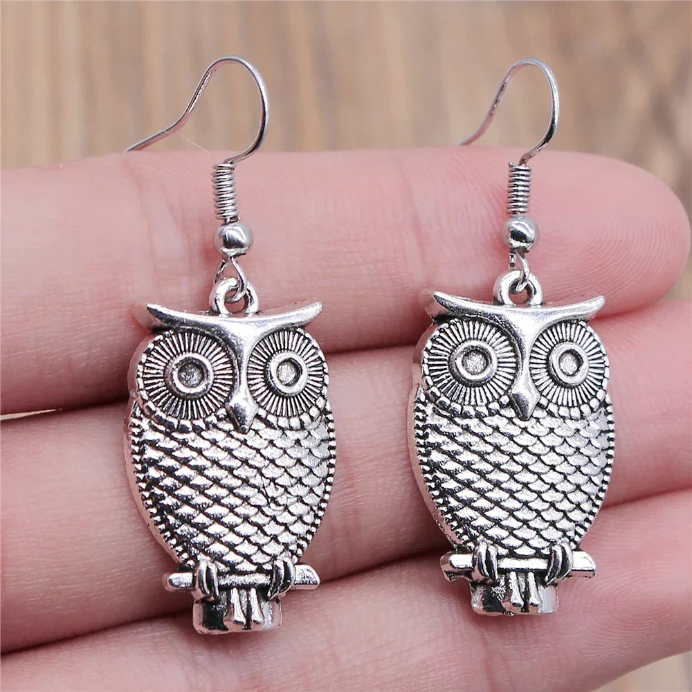 Vintage Bohemian Owl Drop Earrings