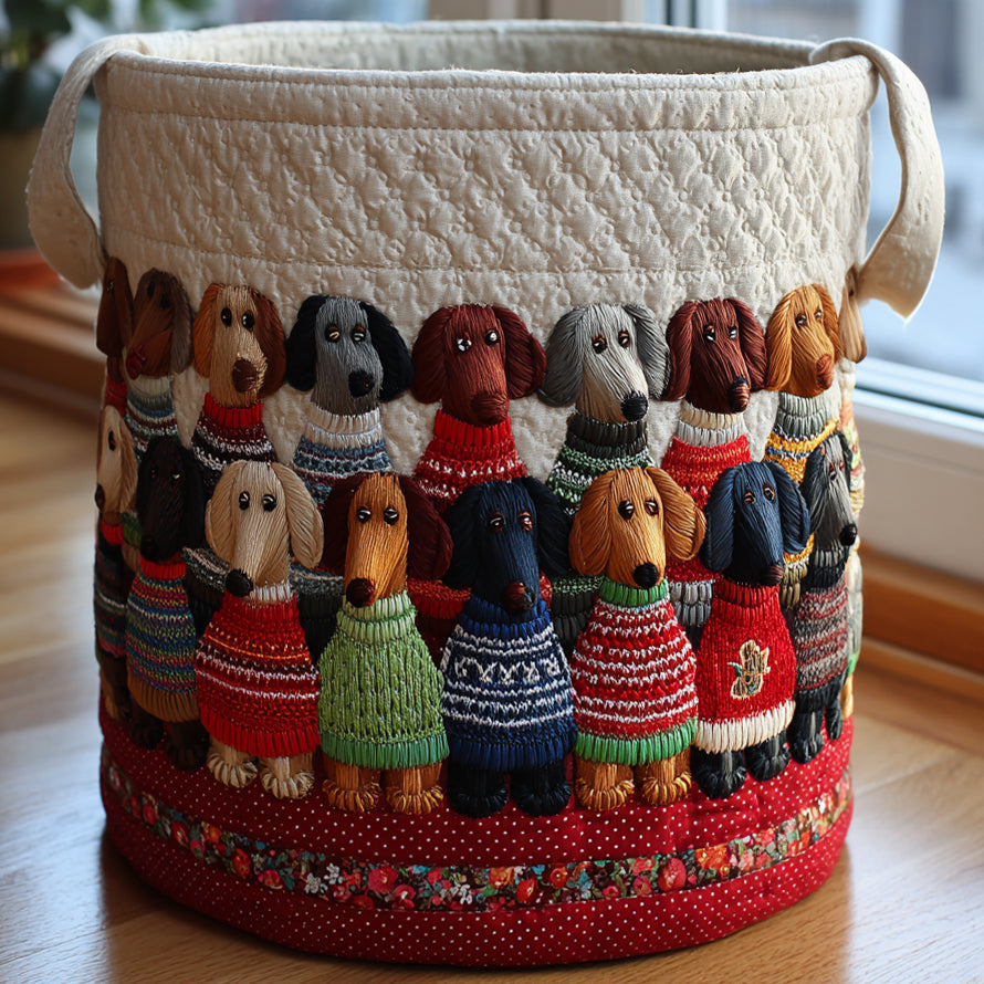Basset Hound Bunch | Quilted Storage Basket
