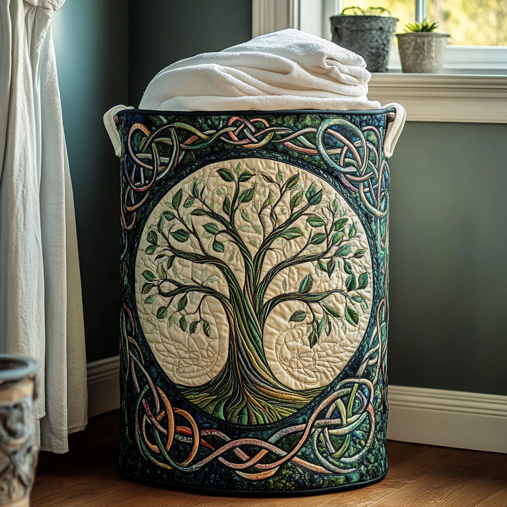 Green Tree | Quilted Storage Basket