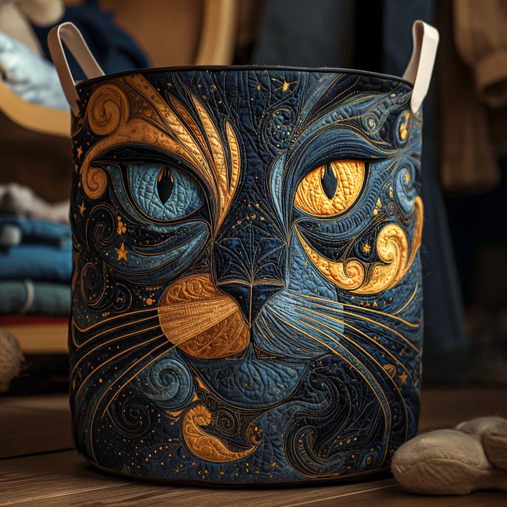 Mysterious Cat | Quilted Storage Basket