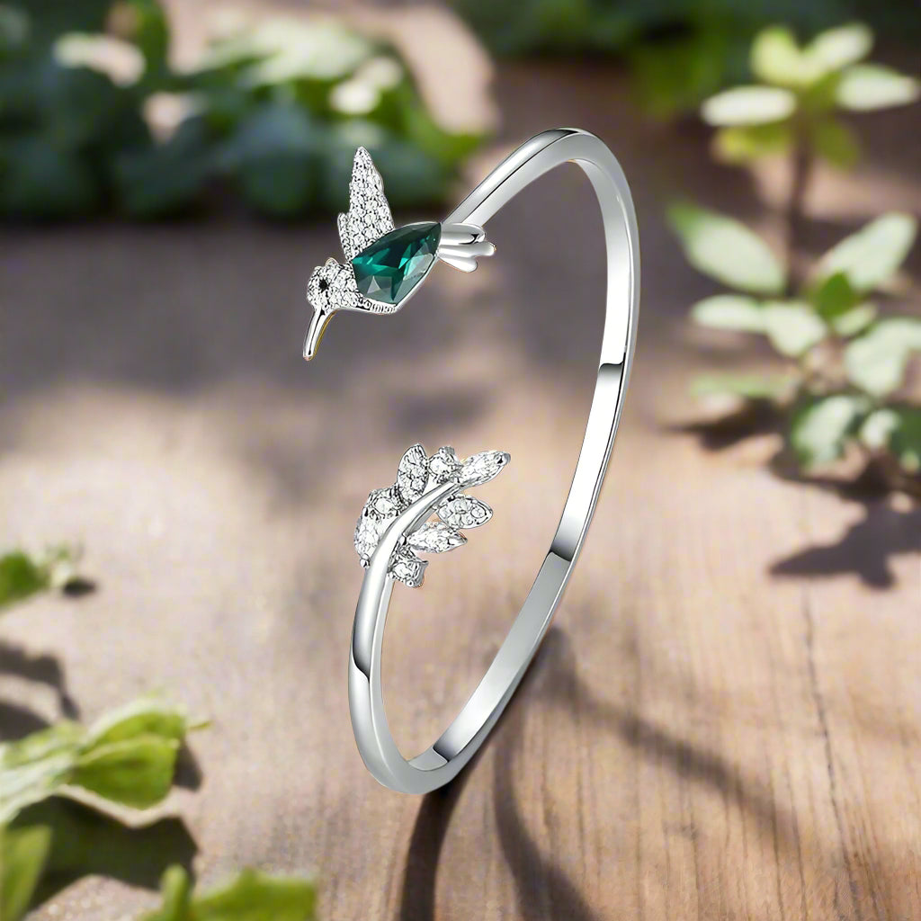 Adjustable Hummingbird Ring with Diamanté