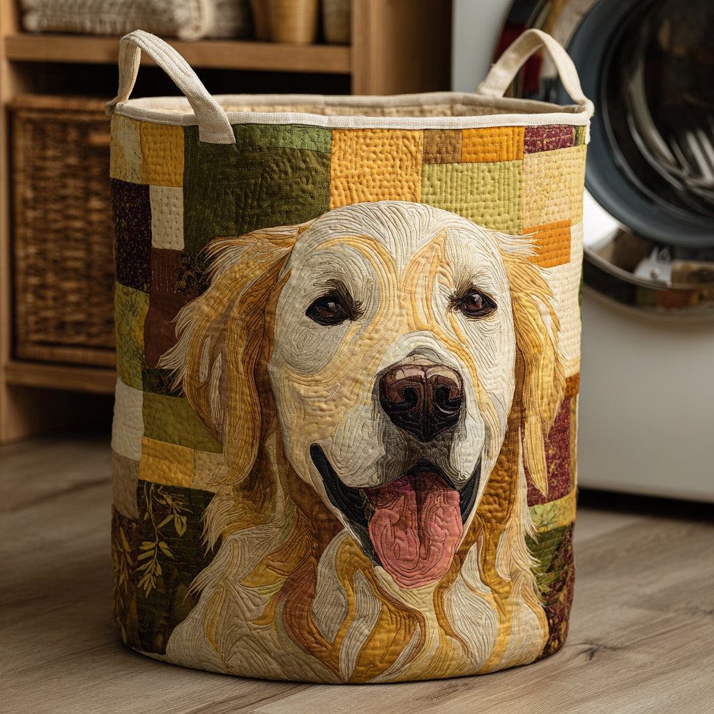 Gentle Golden Retriever | Quilted Storage Basket