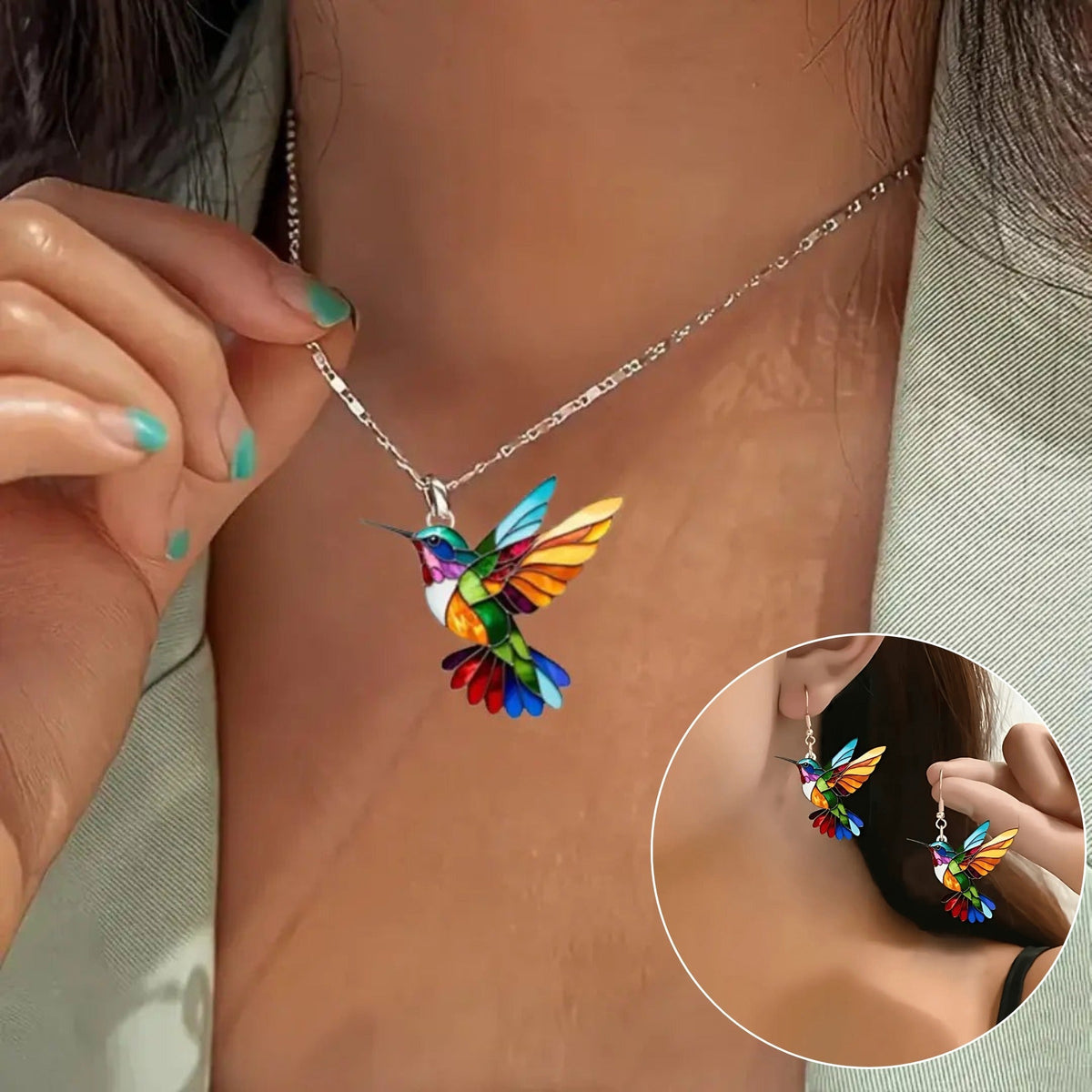 Élise Hummingbird Set – Necklace & Earrings