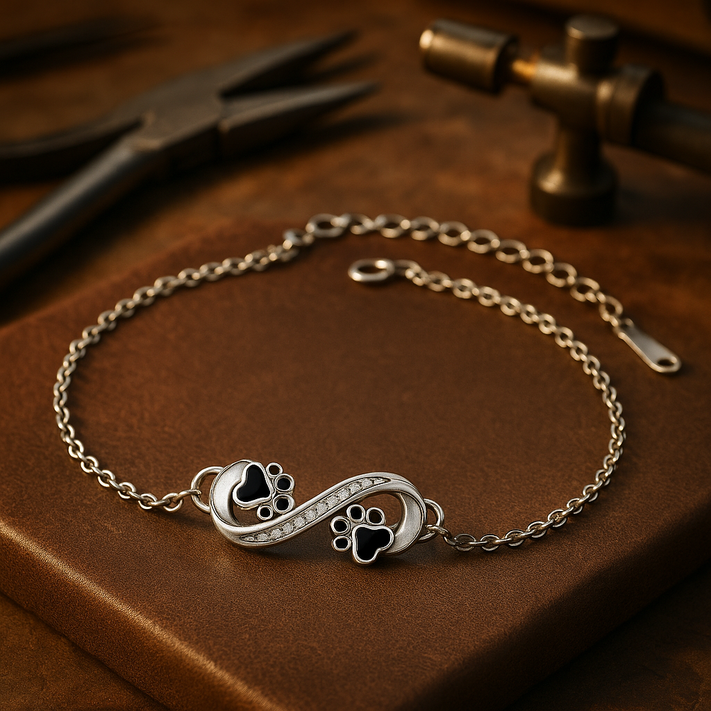 Infinity Dog Paw Bracelet with Zircons