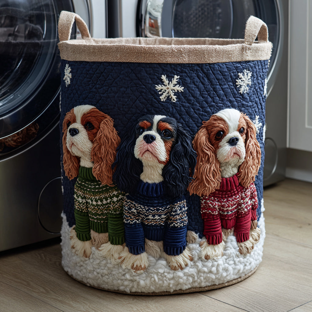 Cavalier King Charles in a Jumper | Quilted Storage Basket