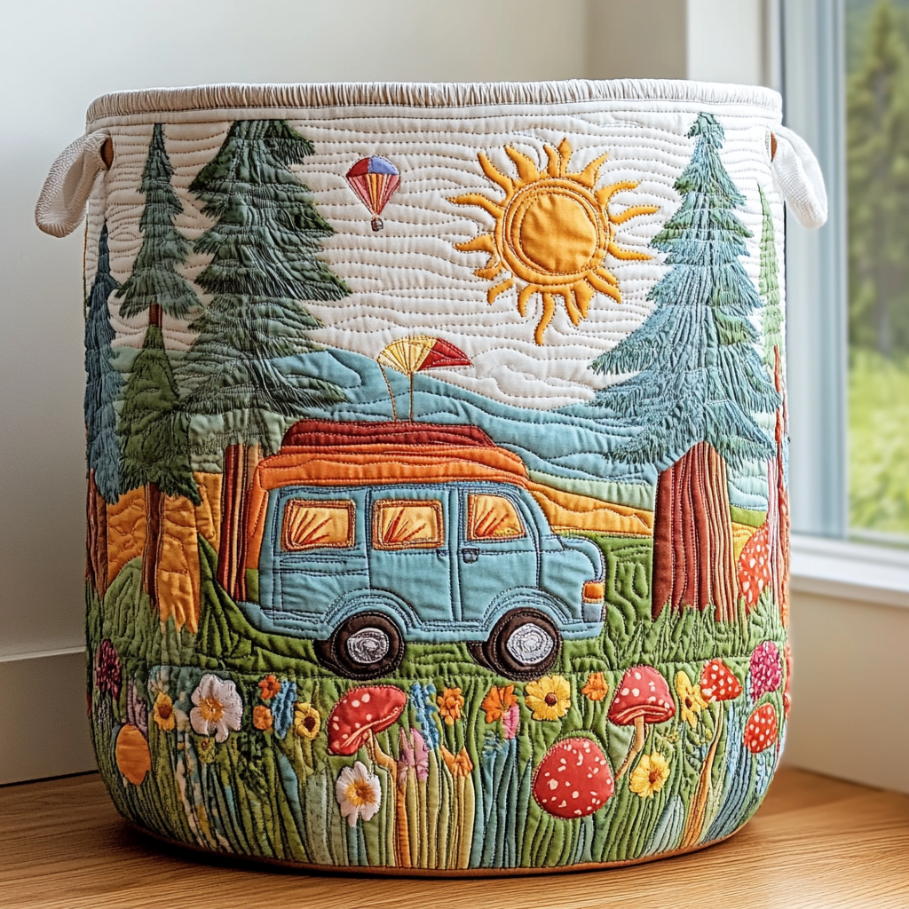 Peaceful Journey | Hand-Quilted Laundry Basket