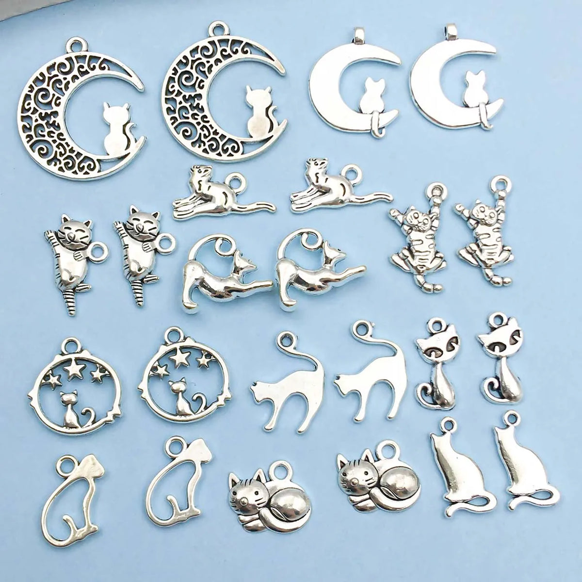 Vintage Silver Cat Charm Collection