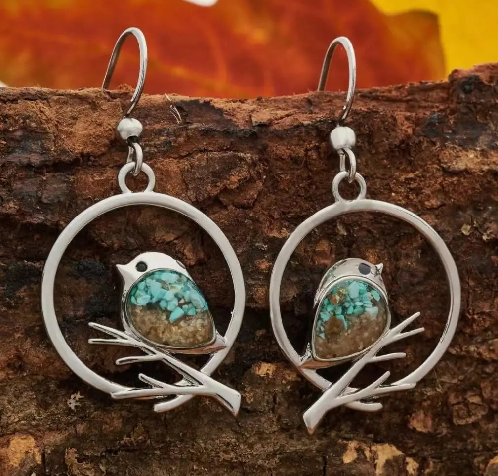 Vintage Bird on a Branch Earrings – Symbol of Freedom & Serenity