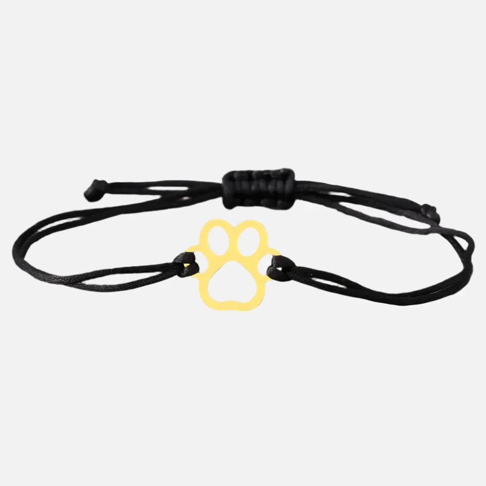 Paw Print Cord Bracelet – Adjustable Black & Red Design