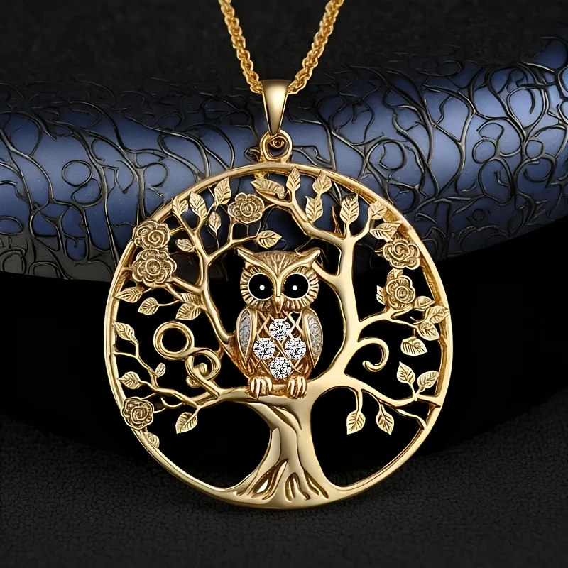 Golden Owl Necklace – Tree of Life