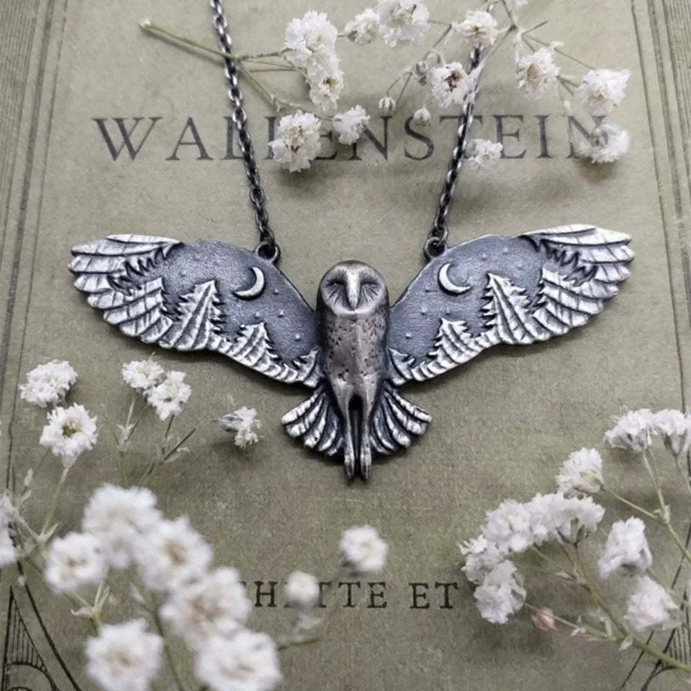 Vintage Moon Owl Necklace