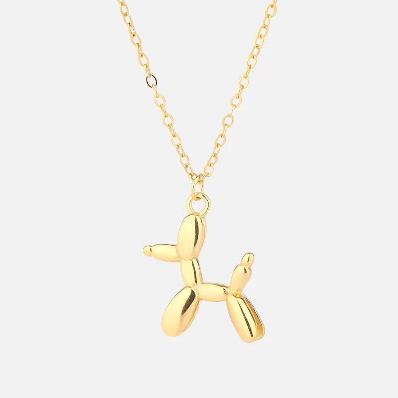 Golden Balloon Dog Pendant Necklace