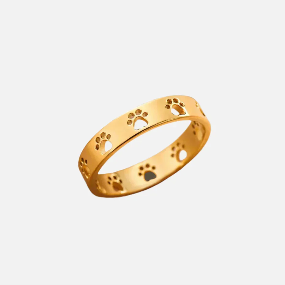 Gold Paw Print Ring – Stainless Steel