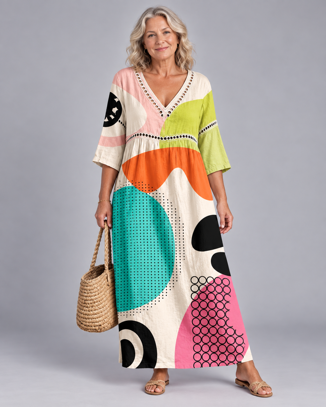 Esmée - Abstract Print Midi Dress Signature
