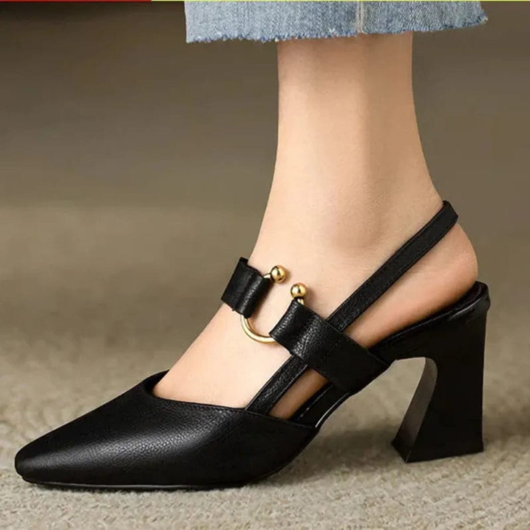 Lysandra™ Elegant Leather Slingback Heels