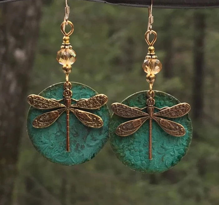 Vintage Golden Dragonfly Earrings