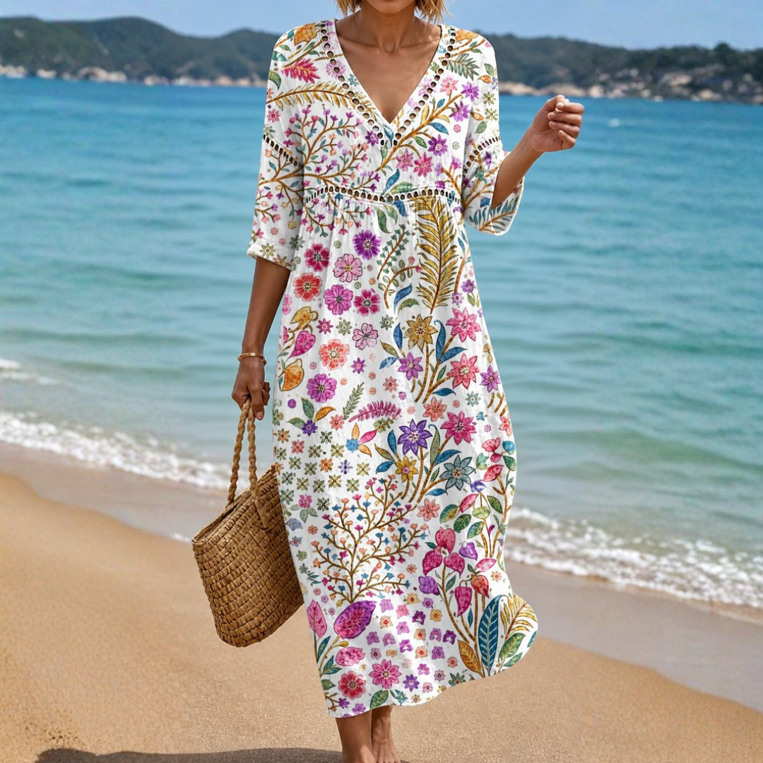 Imogen - Floral Pattern Midi Dress