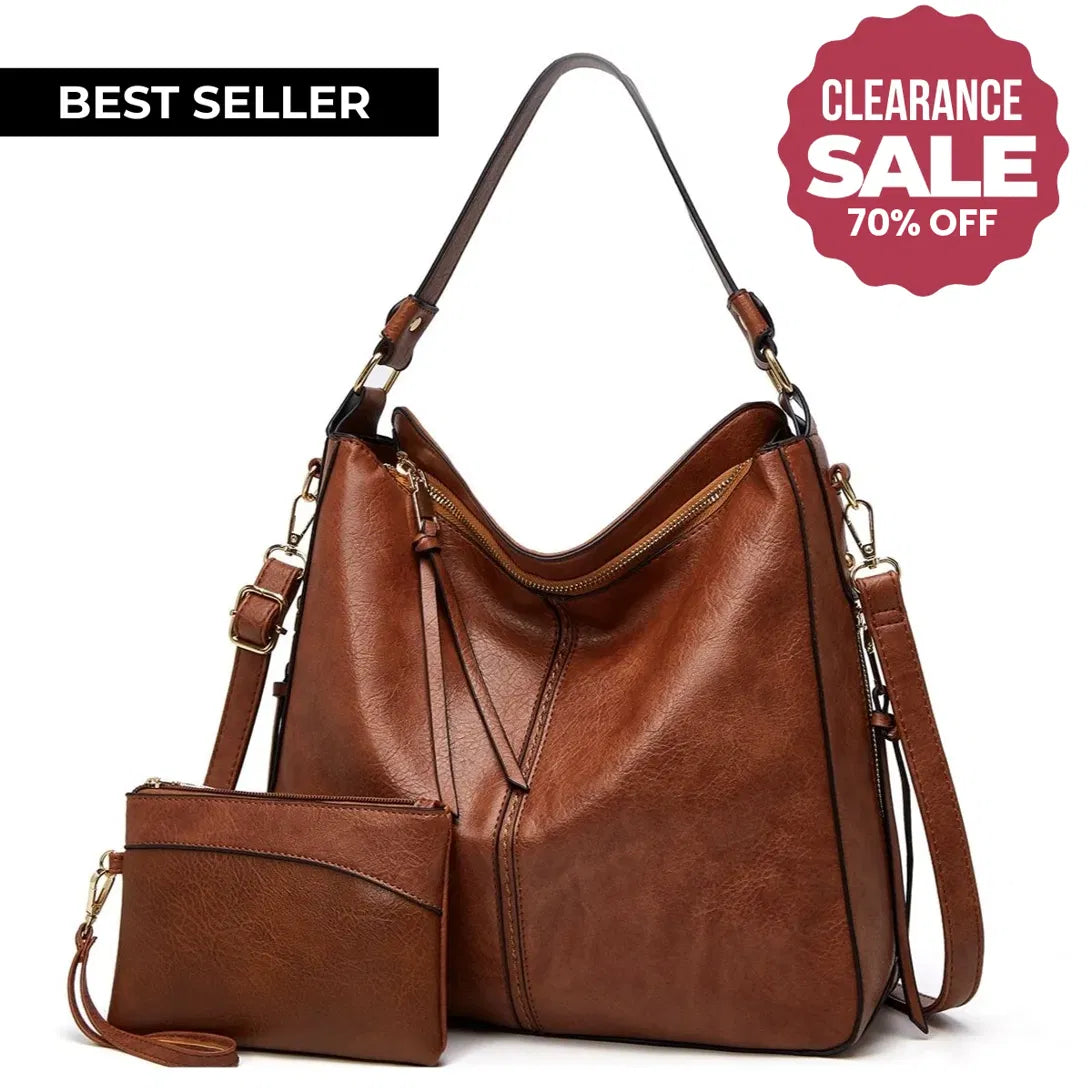 Harper | Luxury Leather Hobo Handbag + Free Matching Pouch
