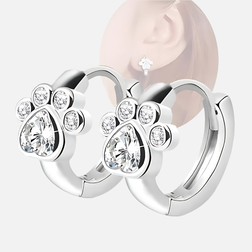 Sparkling Zirconia Bear Paw Huggie Hoops